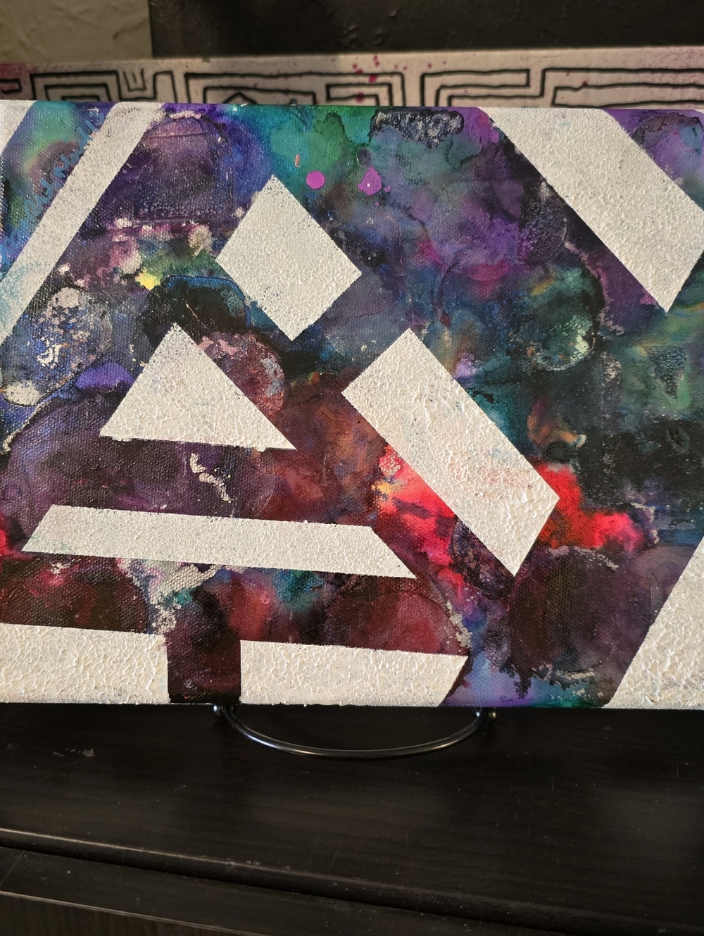 HANDCRAFTED Abstract Painting HANDMADE Artwork HANDPAINTED Geometric Wall Decor